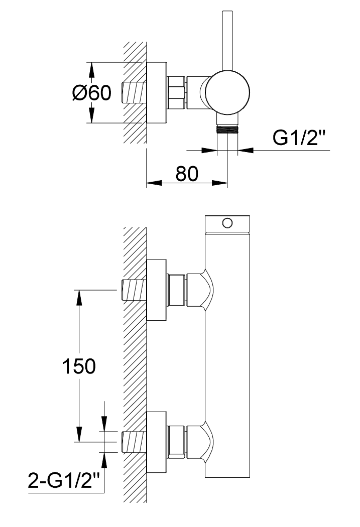 Kohlman Axel bateria prysznicowa ścienna chrom połysk QW120A