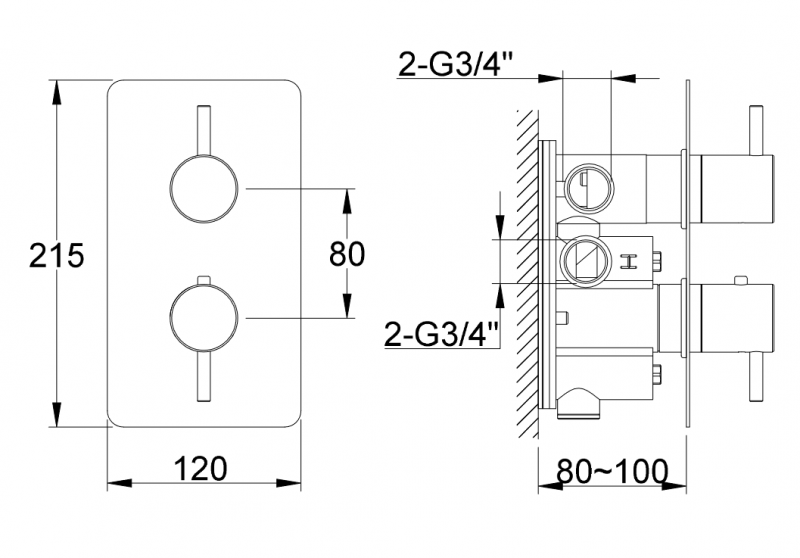 Kohlman Axel Black termostatyczna bateria 2-drożna podtynkowa czarny mat QW432AB