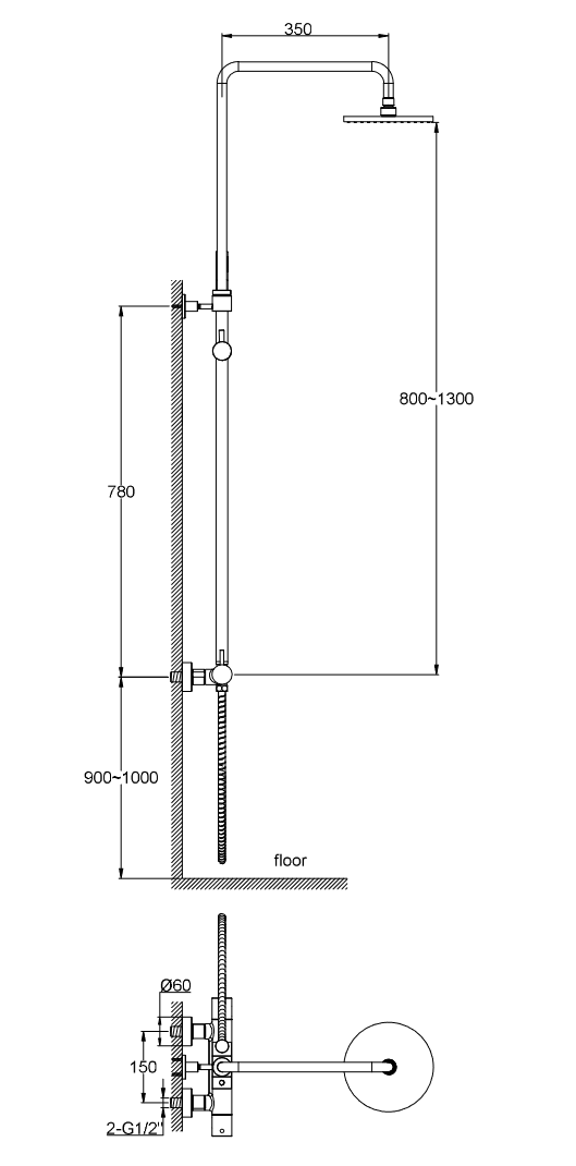 Kohlman Axel termostatyczny zestaw prysznicowy z deszczownicą 20x20 chrom połysk QW273A