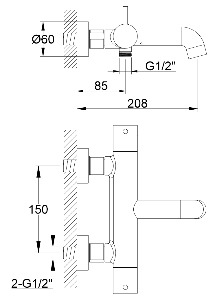 Kohlman Axel termostatyczna bateria wannowa ścienna chrom połysk QW710A