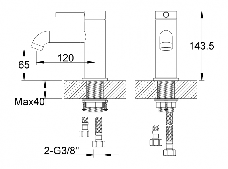 Kohlman Axel bateria umywalkowa chrom połysk QB100A