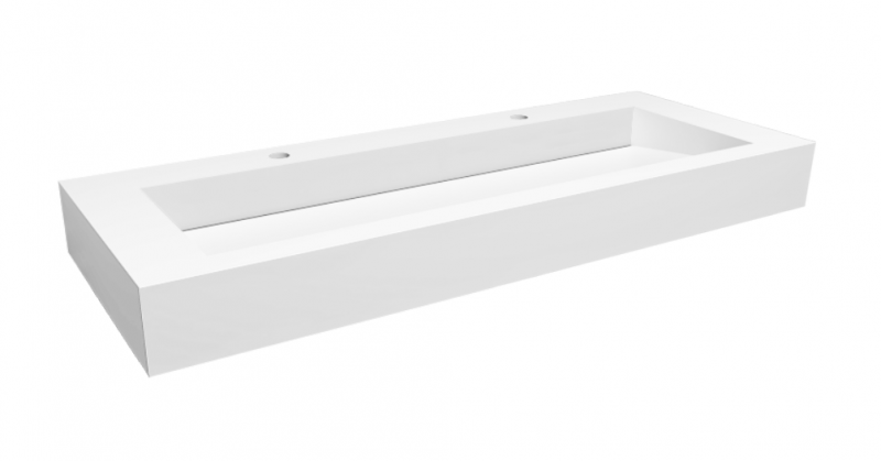 Cristalstone Linea Ideal umywalka 120x45 cm z odpływem liniowym biały satynowy mat U1200-MOLC