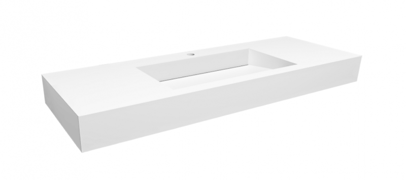 Cristalstone Linea Ideal umywalka 130x45 cm z odpływem liniowym biały satynowy mat U1300-MCOLC