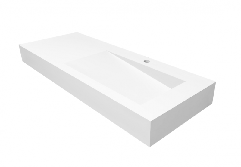 Cristalstone Linea Ideal umywalka 120x45 cm prawa z odpływem liniowym biały satynowy mat U1200-MBPOLB