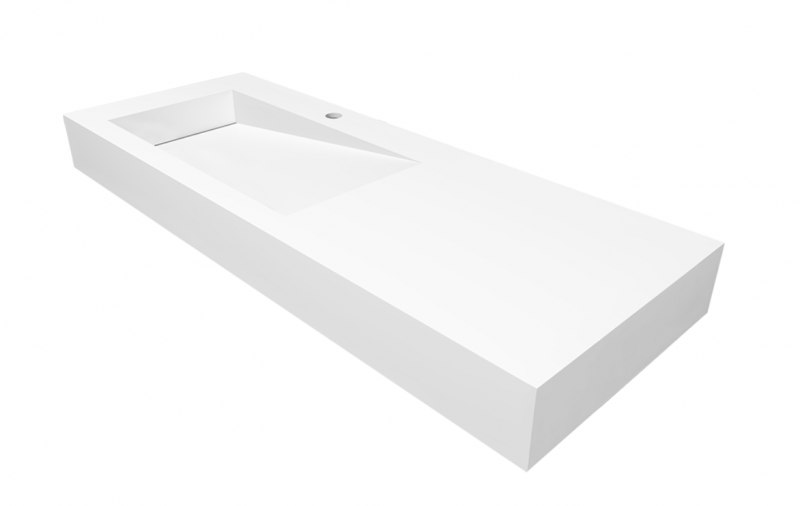 Cristalstone Linea Ideal umywalka 120x45 cm lewa z odpływem liniowym biały satynowy mat U1200-MBLOLB