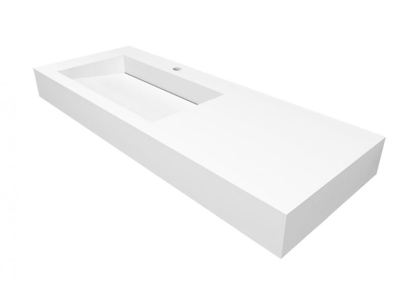 Cristalstone Linea Ideal umywalka 120x45 cm lewa z odpływem liniowym biały satynowy mat U1200-MBLOLC