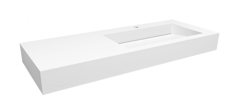 Cristalstone Linea Ideal umywalka 120x45 cm prawa z odpływem liniowym biały satynowy mat U1200-MBPOLC