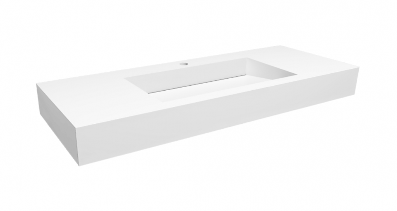 Cristalstone Linea Ideal umywalka 120x45 cm z odpływem liniowym biały satynowy mat U1200-MCOLC