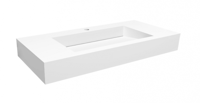 Cristalstone Linea Ideal umywalka 100x45 cm z odpływem liniowym biały satynowy mat U1000-MCOLC