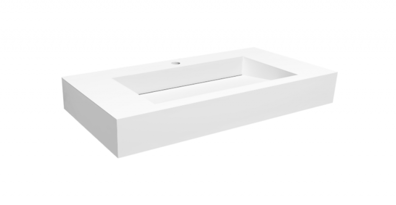 Cristalstone Linea Ideal umywalka 90x45 cm z odpływem liniowym biały satynowy mat U900-MCOLC