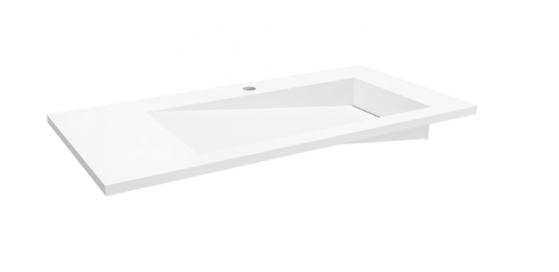 Cristalstone Linea Ideal umywalka meblowa 90x45 cm prawa z odpływem liniowym biały satynowy mat U900-MBPOLB/CR