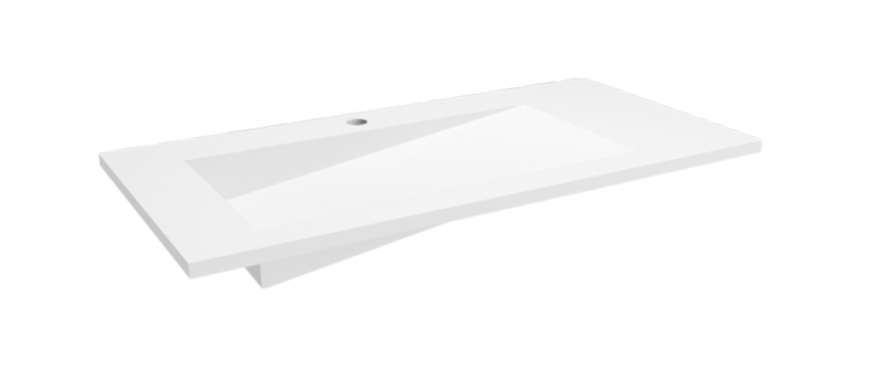 Cristalstone Linea Ideal umywalka meblowa 90x45 cm lewa z odpływem liniowym biały satynowy mat U900-MBLOLB/CR