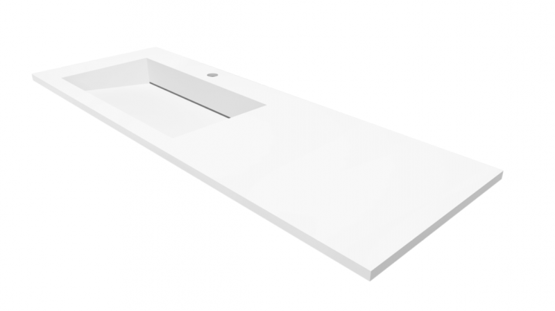 Cristalstone Linea Ideal umywalka meblowa 130x45 cm lewa z odpływem liniowym biały satynowy mat U1300-MBLOLC/CR