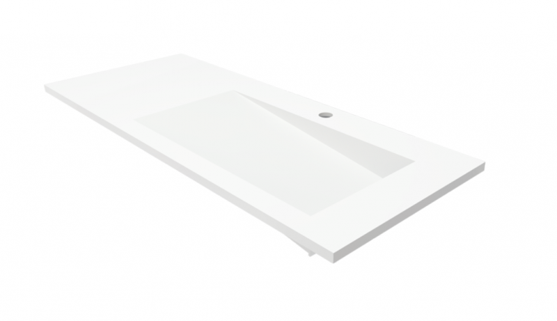 Cristalstone Linea Ideal umywalka meblowa 120x45 cm prawa z odpływem liniowym biały satynowy mat U1200-MBPOLB/CR