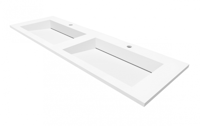 Cristalstone Linea Ideal umywalka meblowa podwójna 140x45 cm z odpływem liniowym biały satynowy mat U1400-2xMOLC/CR