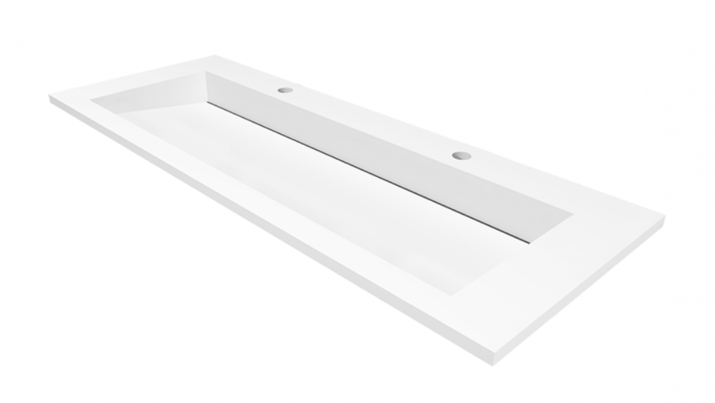 Cristalstone Linea Ideal umywalka meblowa 120x45 cm z odpływem liniowym biały satynowy mat U1200-MOLC/CR