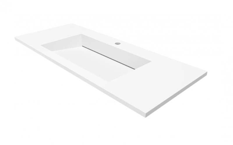 Cristalstone Linea Ideal umywalka meblowa 120x45 cm z odpływem liniowym biały satynowy mat U1200-MCOLC/CR