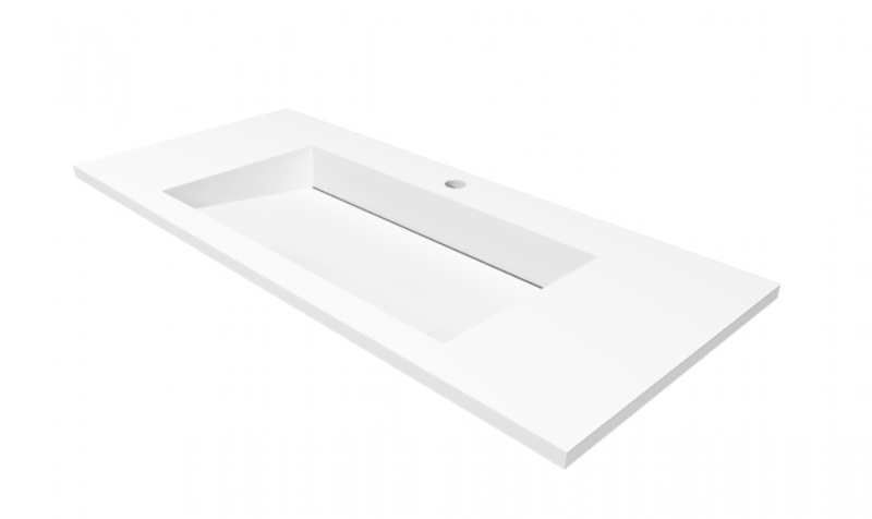 Cristalstone Linea Ideal umywalka meblowa 100x45 cm z odpływem liniowym biały satynowy mat U1000-MCOLC/CR