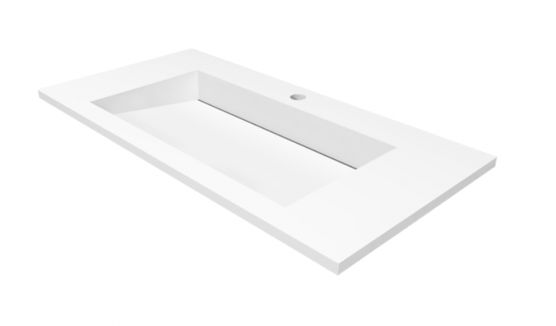 Cristalstone Linea Ideal umywalka meblowa 90x45 cm z odpływem liniowym biały satynowy mat U900-MCOLC/CR