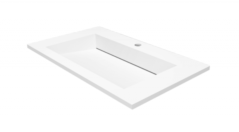 Cristalstone Linea Ideal umywalka meblowa 80x45 cm z odpływem liniowym biały satynowy mat U800-MCOLC/CR