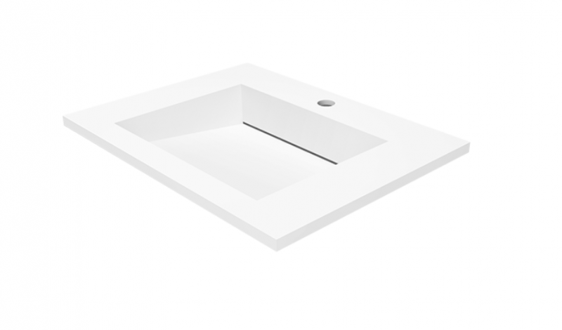 Cristalstone Linea Ideal umywalka meblowa 60x45 cm z odpływem liniowym biały satynowy mat U600-MCOLC/CR