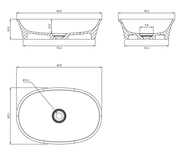 Omnires Marble+ Classica umywalka nablatowa 61x40 cm lany marmur biały połysk CLASSICAUNBP