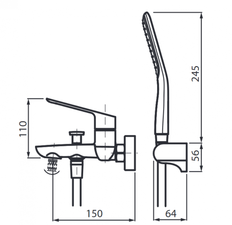 Vedo Desso Oro bateria wannowa ścienna z zestawem natryskowym złoty VBD4006/S/ZL
