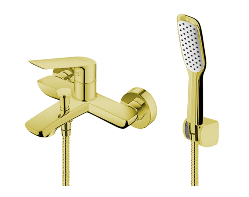 Vedo Desso Oro bateria wannowa ścienna z zestawem natryskowym złoty VBD4006/S/ZL