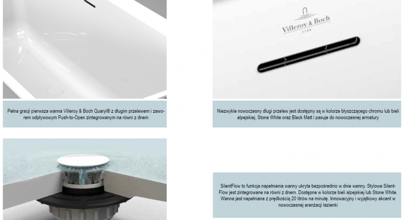 Villeroy&Boch Subway 3.0 wanna prostokątna z napełnianiem SilentFlow 170x75 Quaryl biała weiss alpin UBQ170SBW2TDV-01