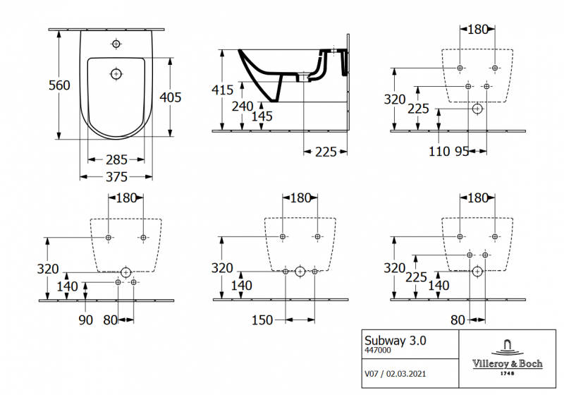 Villeroy&Boch Subway 3.0 bidet wiszący weiss alpin 44700001