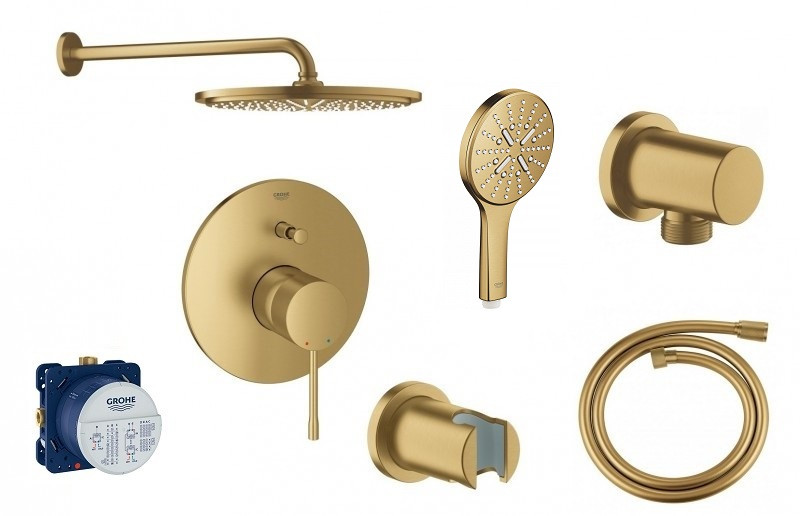 Grohe Essence zestaw podtynkowy z deszczownicą 31x31 kompletny złoty szczotkowany brushed cool sunrise - OD RĘKI !!!