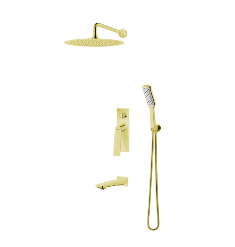 Vedo Desso Oro zestaw podtynkowy z deszczownicą 30x30 i wylewką wannową złoty VBD4231/30/ZL