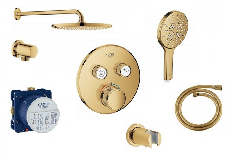 Grohe Smartcontrol zestaw podtynkowy termostatyczny z deszczownicą 31x31 kompletny złoty polerowany cool sunrise - OD RĘKI !!!
