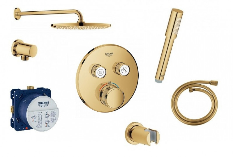 Grohe Smartcontrol zestaw podtynkowy termostatyczny z deszczownicą 31x31 kompletny złoty polerowany cool sunrise - OD RĘKI !!!