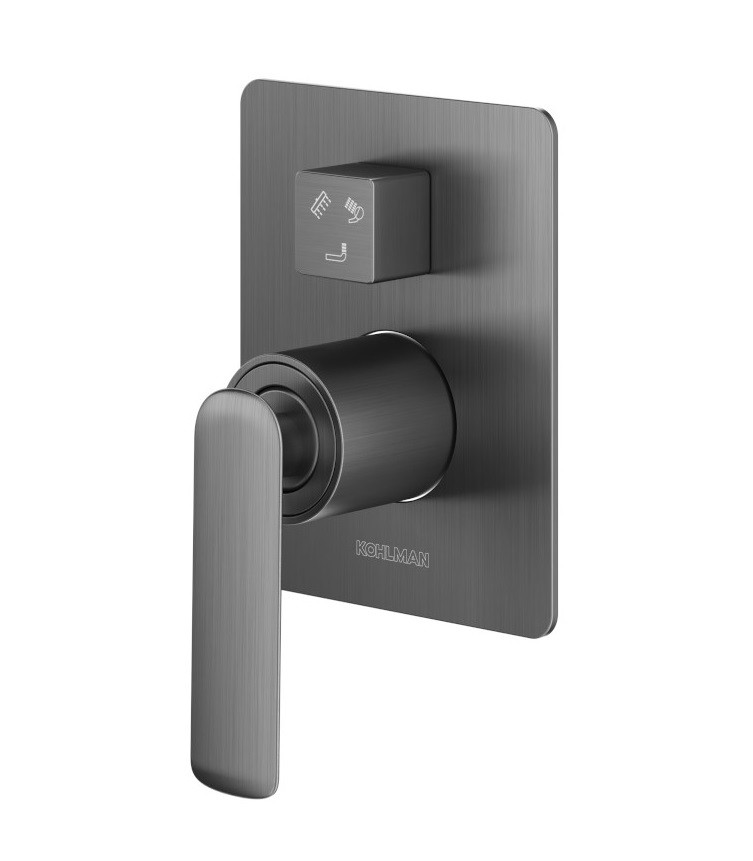 Kohlman Experience Gray bateria wannowo-prysznicowa podtynkowa 3-drożna grafit szczotkowany QW211EG