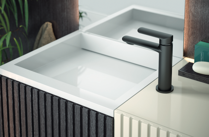 Vedo Aletta Nero bateria umywalkowa z korkiem klik-klak czarny mat VBA5001CCZ