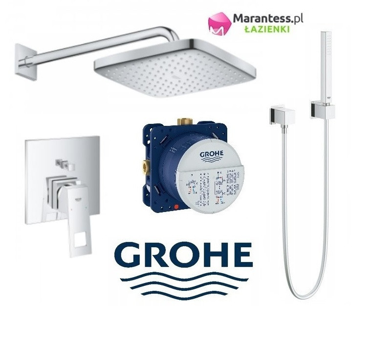 Grohe EuroCube Smartbox zestaw podtynkowy z deszczownicą Tempesta 250 Cube 25x25 cm i słuchawką Euphoria kompletny 24062000NAT20