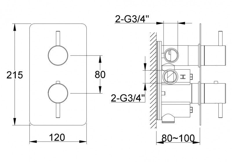 Kohlman Axel Gold termostatyczna bateria podtynkowa 2-drożna złoty połysk QW432AGD