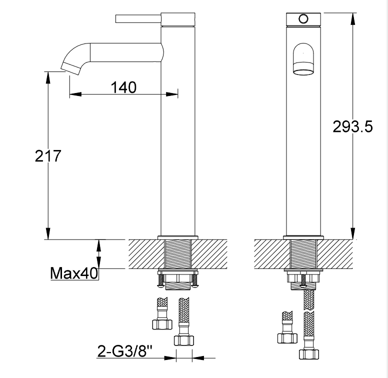 Kohlman Axel Gold bateria umywalkowa wysoka złoty połysk QB170AGD