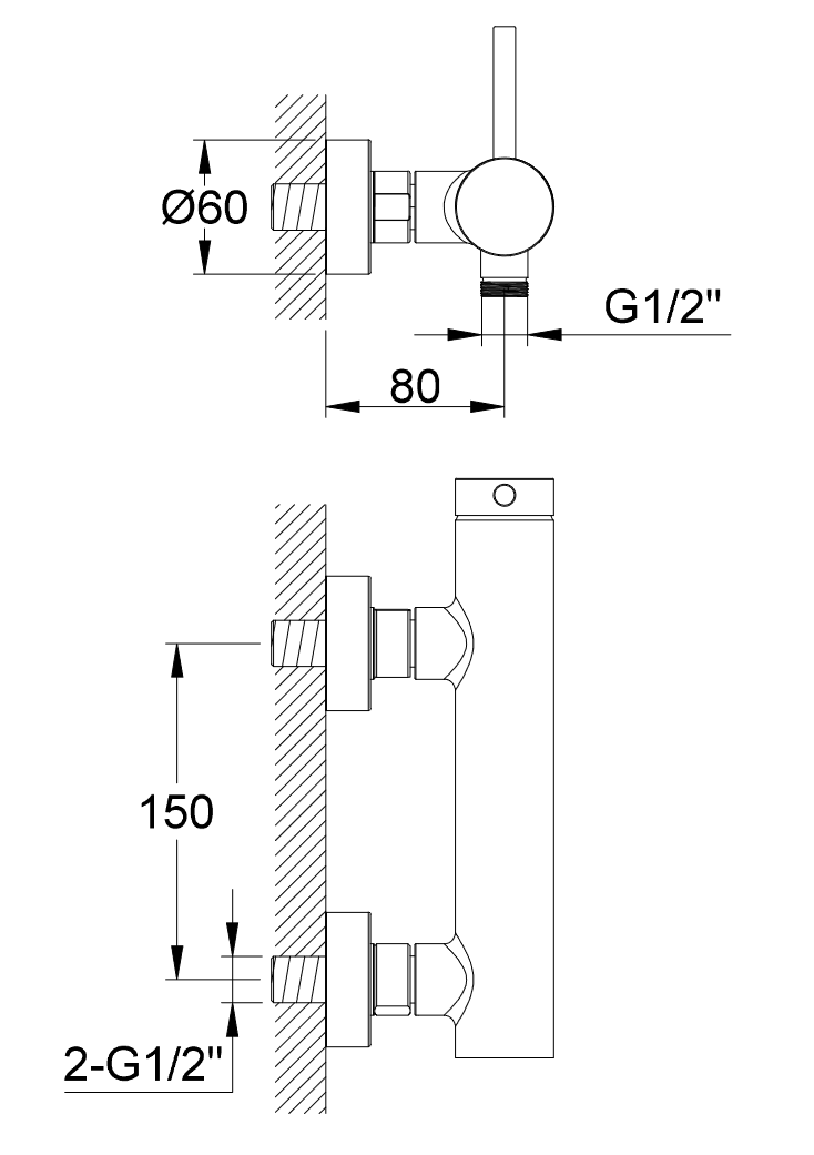 Kohlman Axel Gold bateria prysznicowa ścienna złoty połysk QW120AGD