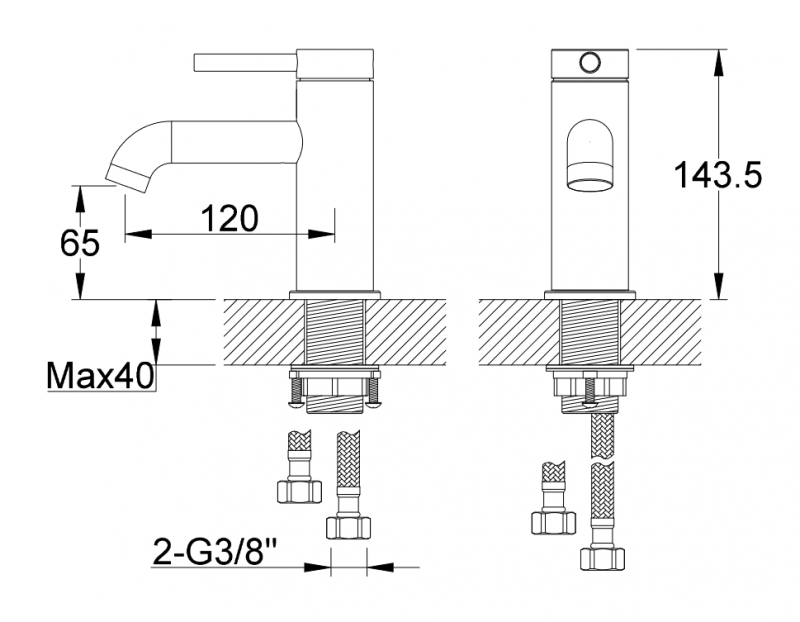 Kohlman Axel Gold bateria umywalkowa złoty połysk QB100AGD