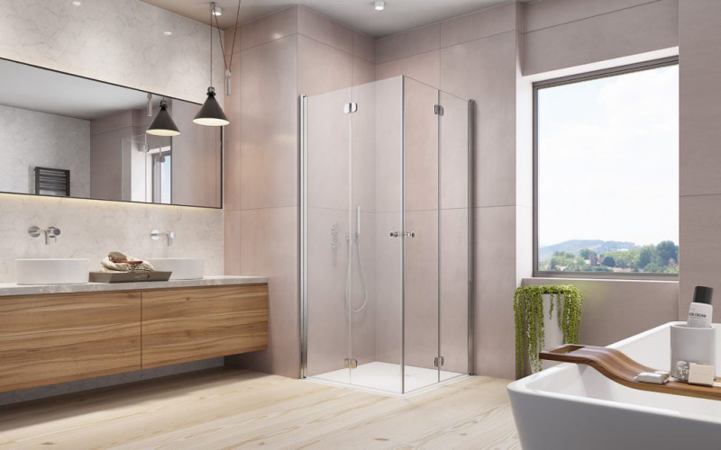 Radaway Eos KDD-B I kabina kwadratowa 90x90 drzwi składane chrom przeźroczyste Easy Clean 137303-01-01