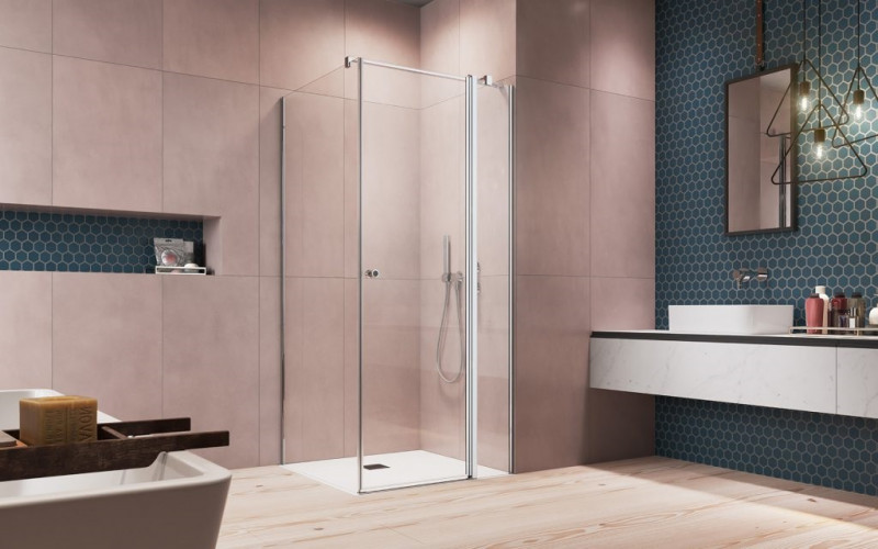 Radaway Eos KDJ II kabina prostokątna 90x80 drzwi wahadłowe prawe 90 i ścianka 80 chrom przeźroczyste Easy Clean 13799421-01R + 13799410-01