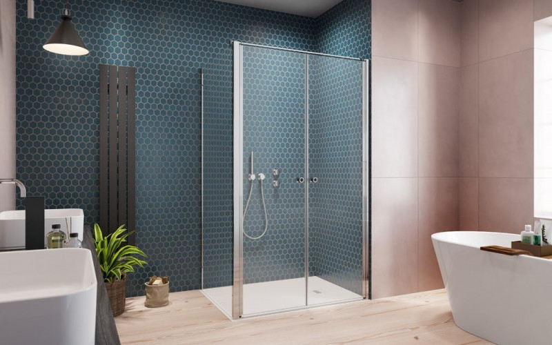 Radaway Eos DWD+S kabina prostokątna 80x70 drzwi wahadłowe 80 i ścianka 70 chrom przeźroczyste Easy Clean 13799490-01 + 13799448-01