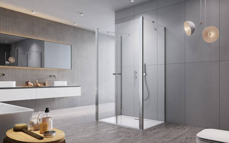 Radaway Eos DWD+2S kabina trójścienna 80x80x80 drzwi wahadłowe 80 i ścianki 80 chrom przeźroczyste Easy Clean 13799450-01 + 13799400-01 + 13799450-01