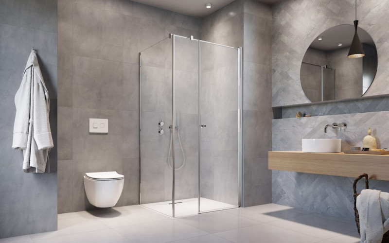 Radaway Eos KDS I kabina prostokątna 120x100 drzwi wahadłowe prawe 120 i ścianka 100 chrom przeźroczyste Easy Clean 137555-01-01R