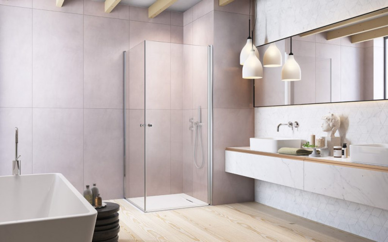 Radaway Eos KDD I kabina kwadratowa 80x80 drzwi wahadłowe chrom przeźroczyste Easy Clean 137213-01-01