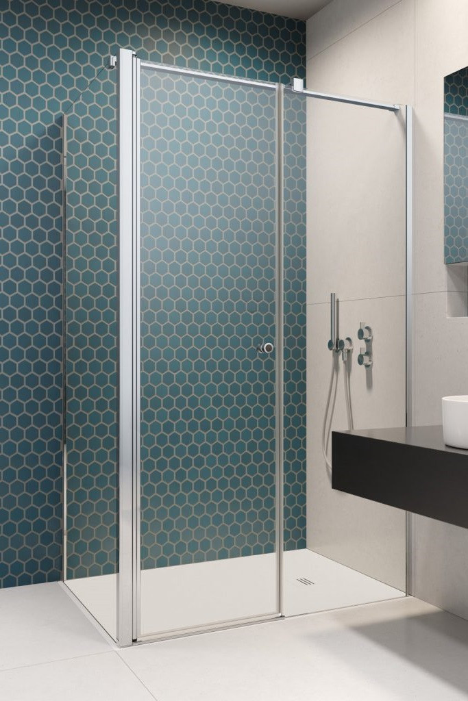 Radaway Eos KDS II kabina prostokątna 120x100 drzwi wahadłowe prawe 120 i ścianka 100 chrom przeźroczyste Easy Clean 13799484-01R + 13799432-01
