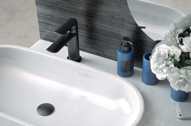 Vedo Aletta Nero bateria umywalkowa z korkiem klik-klak czarny mat VBA5001CCZ