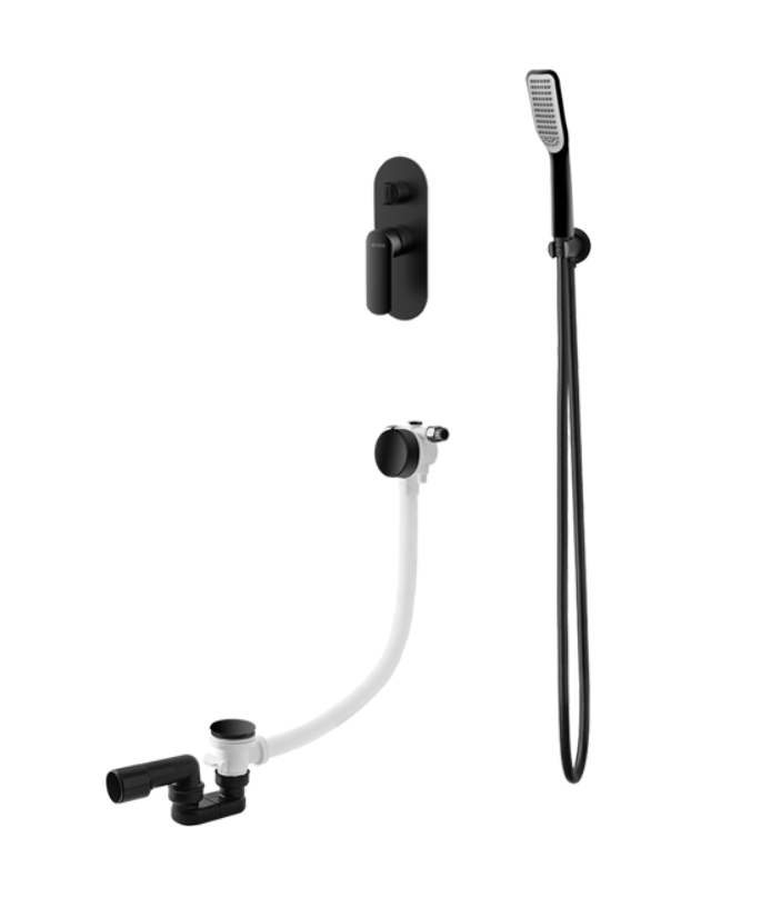 Vedo Aletta Nero podtynkowy zestaw wannowy z napełnianiem przez przelew z korkiem klik-klak czarny mat VBA5242/CZ